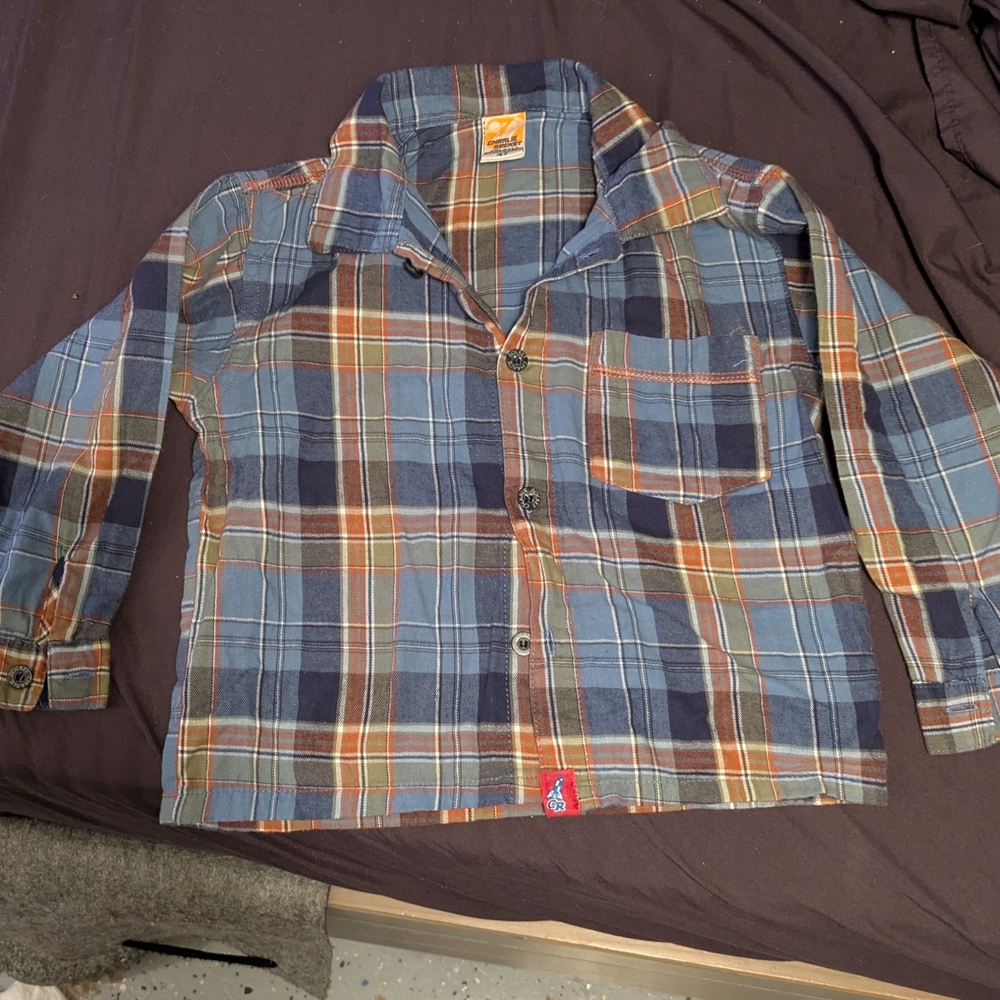 Charlie Rocket Blue and Orange Plaid Button Down Shirt